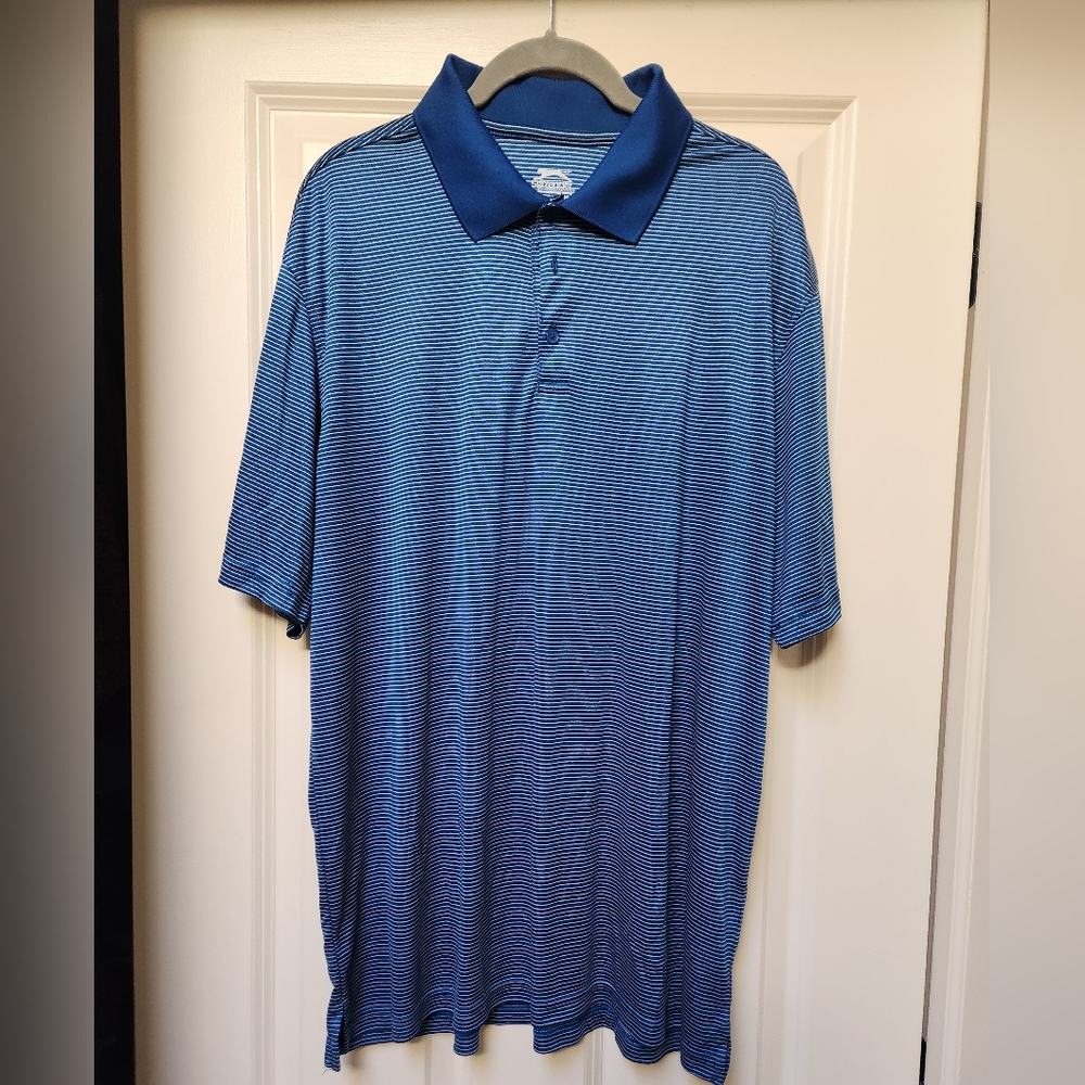Slazinger Men's Blue Striped Golf Shirt, XL